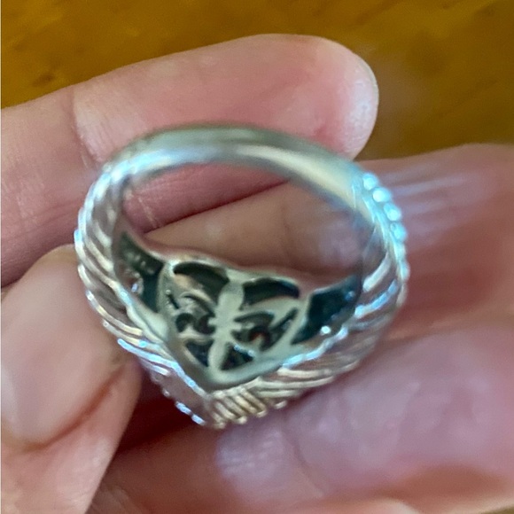 Judith Ripka Sterling Silver Heart Diamonique Pave Ring Size 7 - Picture 5 of 10